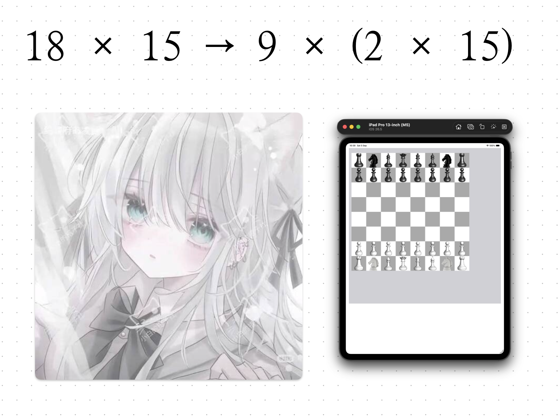 18 × 15 → 9 × (2 × 15)